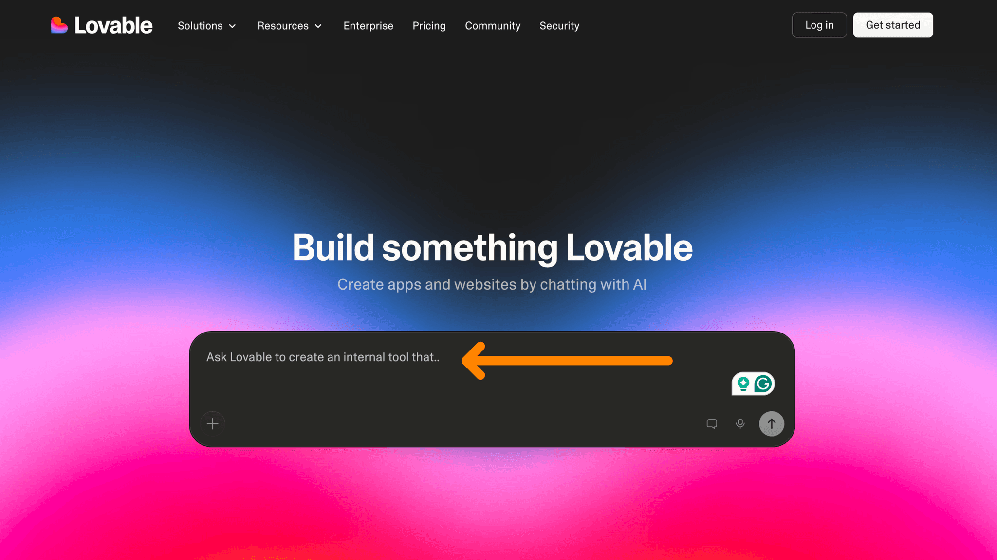 Suggested prompts on the homepage show short example inputs before I've typed anything, demonstrating what's possible without a tutorial.
