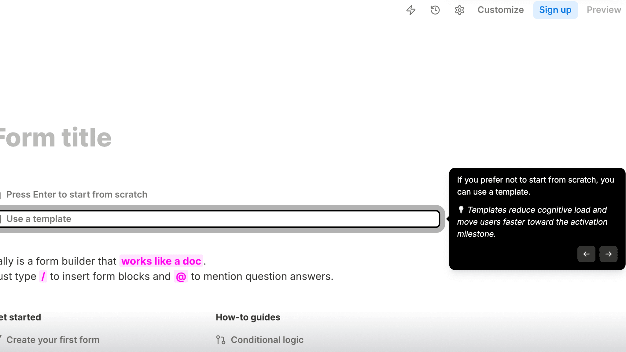 Templates are organized by use case (Marketing, Product, HR, Creator, Personal, Office) and can be previewed, selected, and modified immediately.