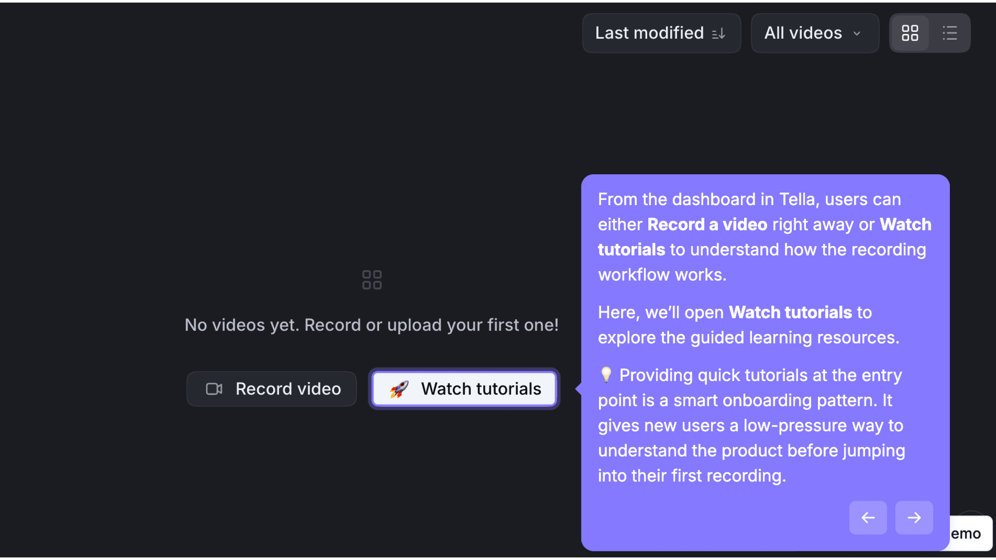 Tella's dashboard gives users a choice: