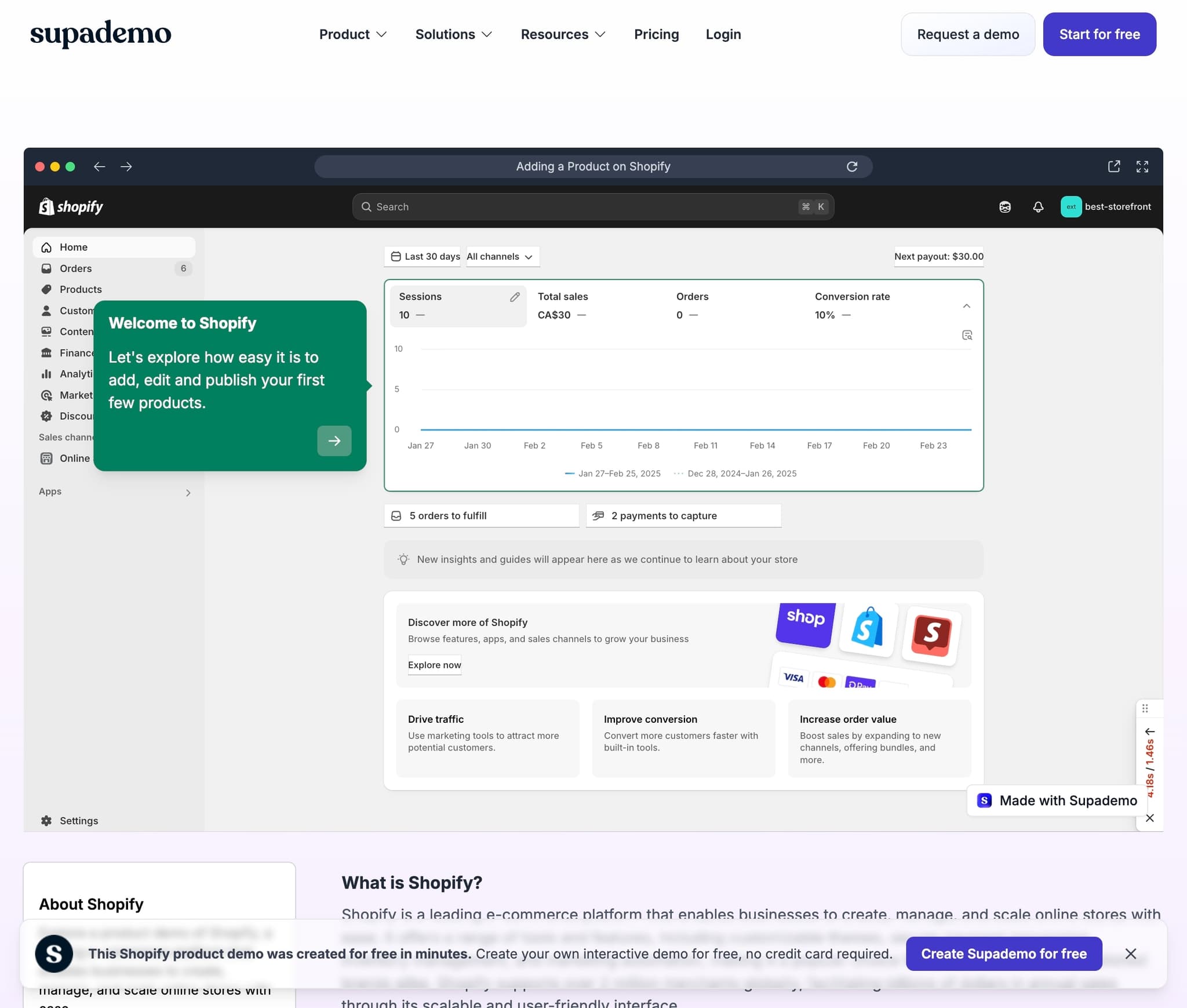 Example of product tutorial landing page converting visitors to product signups