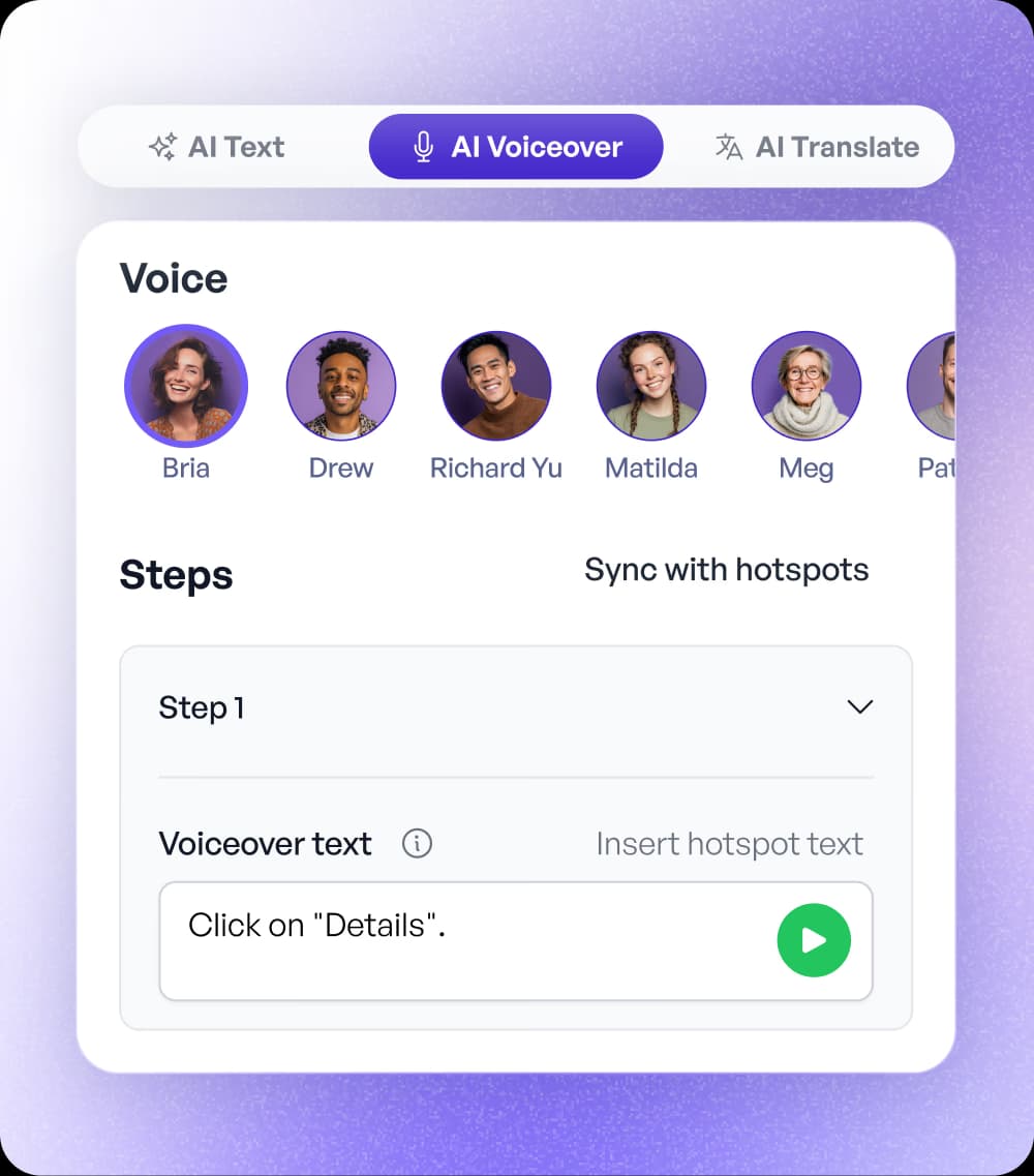AI generates voiceovers and annotations automatically
