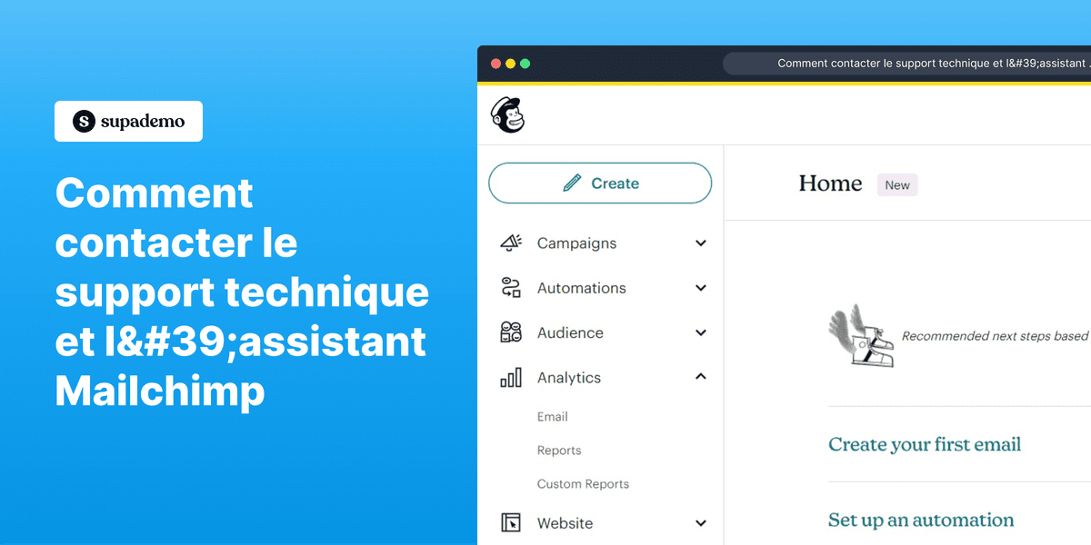 Comment contacter le support technique et l'assistant Mailchimp