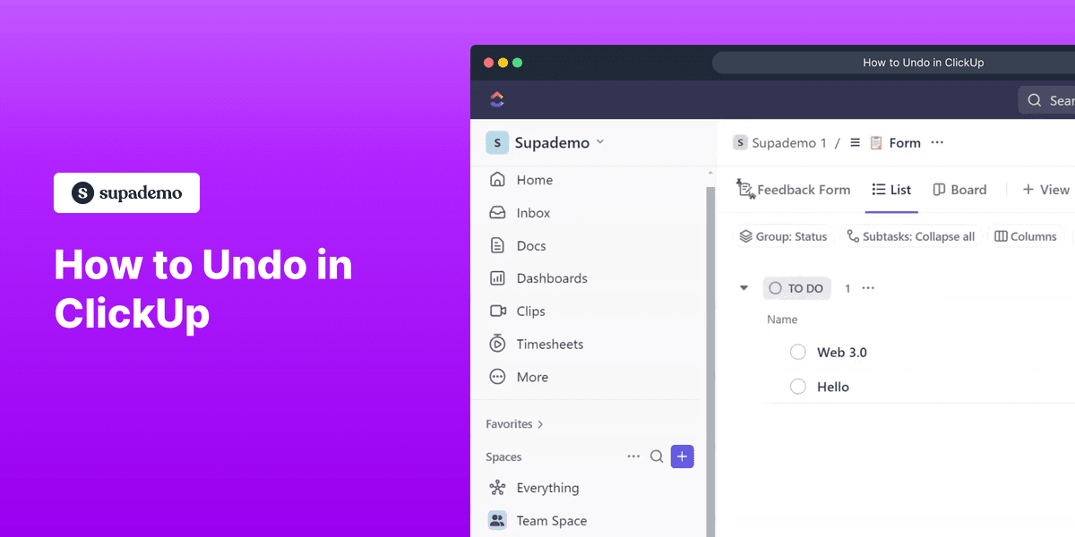 How to undo in ClickUp
