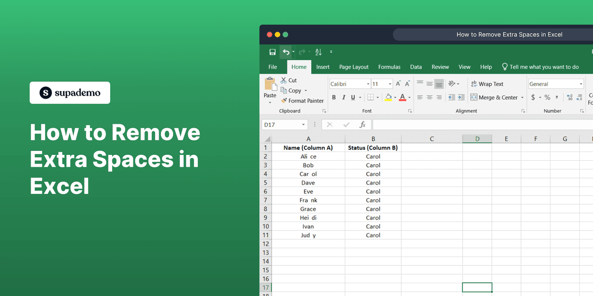 How to remove space in Excel