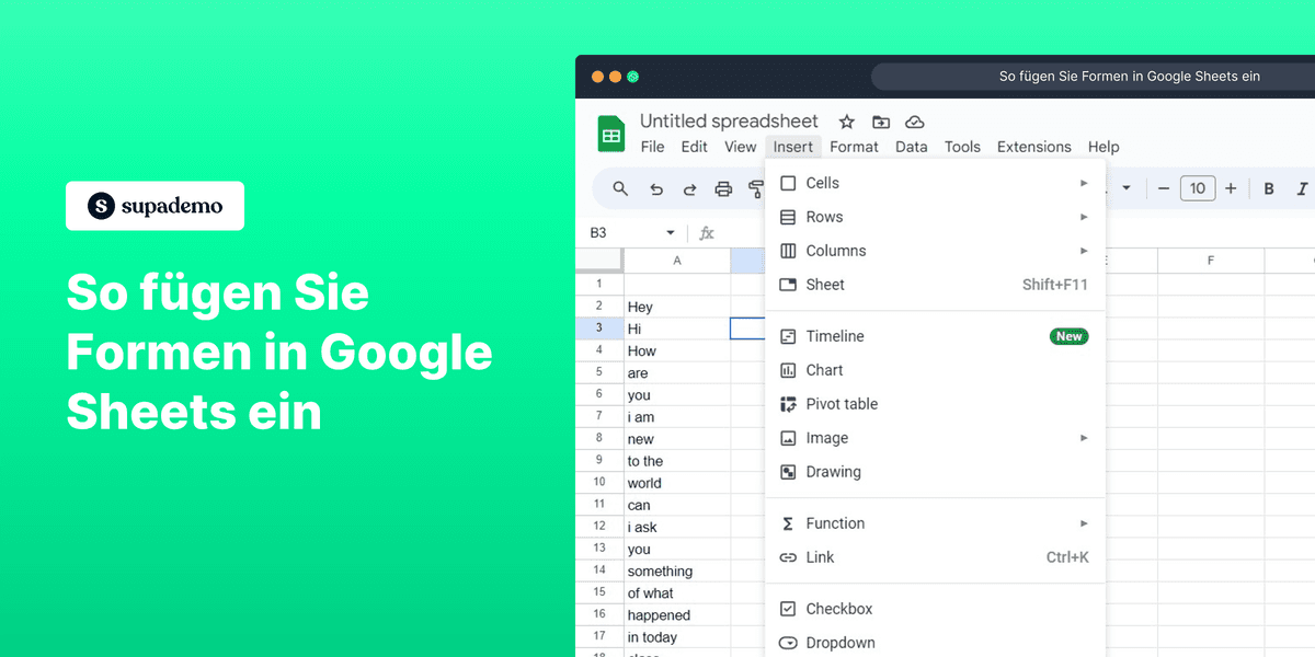 So fügen Sie Formen in Google Sheets ein