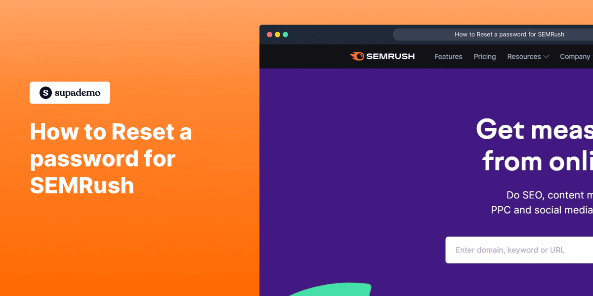 How to reset password for SEMrush