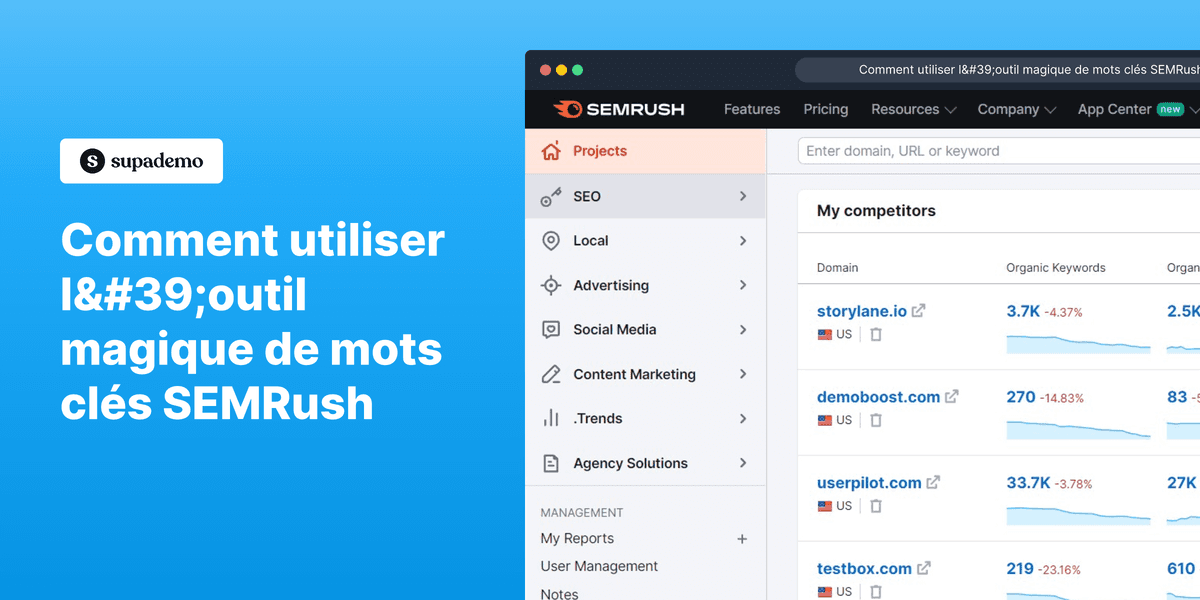 Comment utiliser l'outil magique de mots clés SEMRush