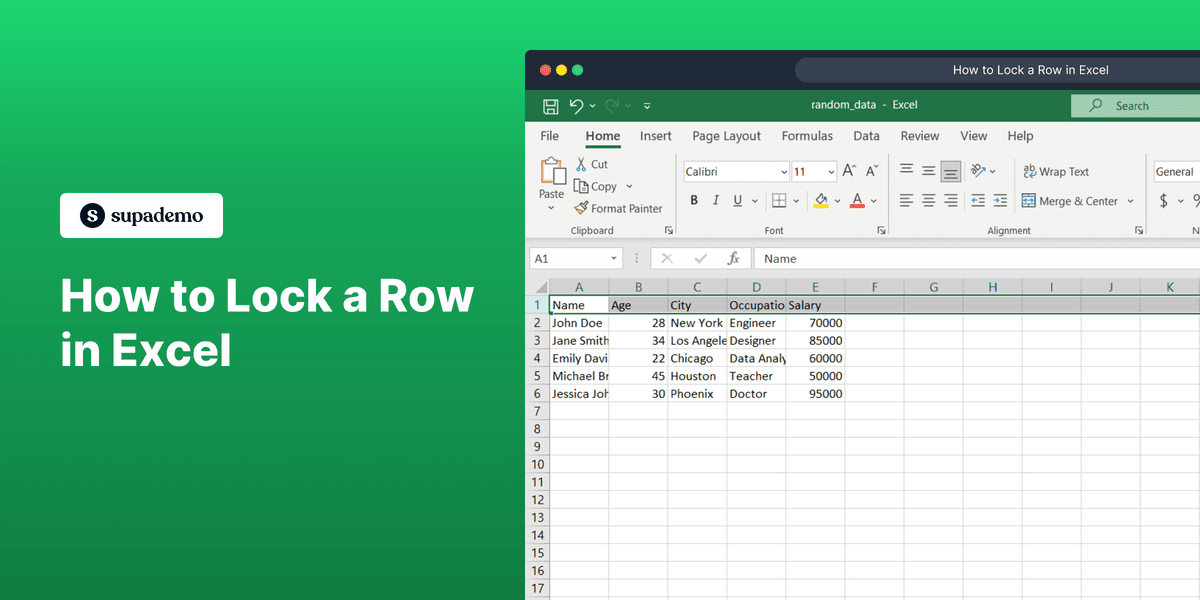 How to Lock a Row in Excel