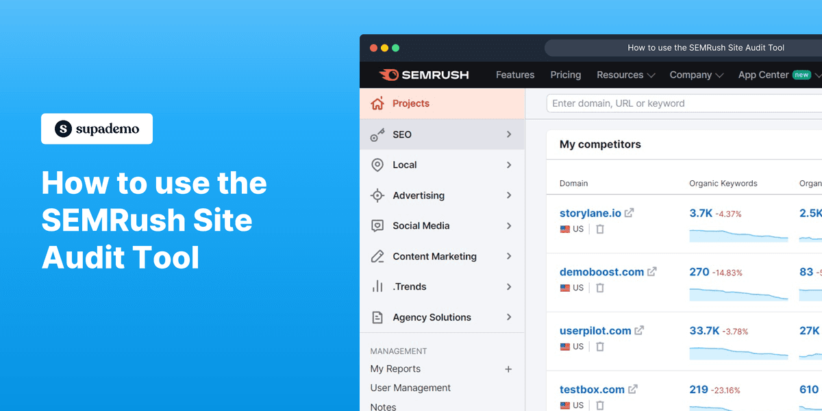 How to use the SEMrush site audit tool