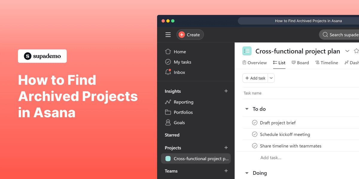 How to Find Archived Projects in Asana