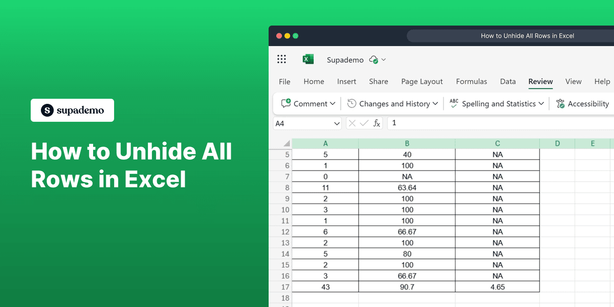 How to Unhide All Rows in Excel