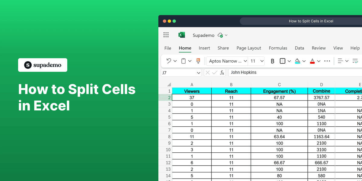 How to Split Cells in Excel