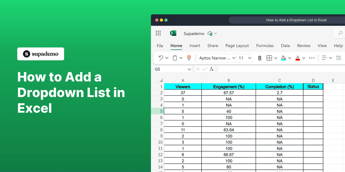 How to add dropdown list in Excel
