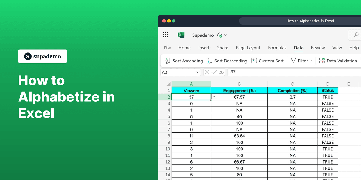 How to alphabetize in Excel