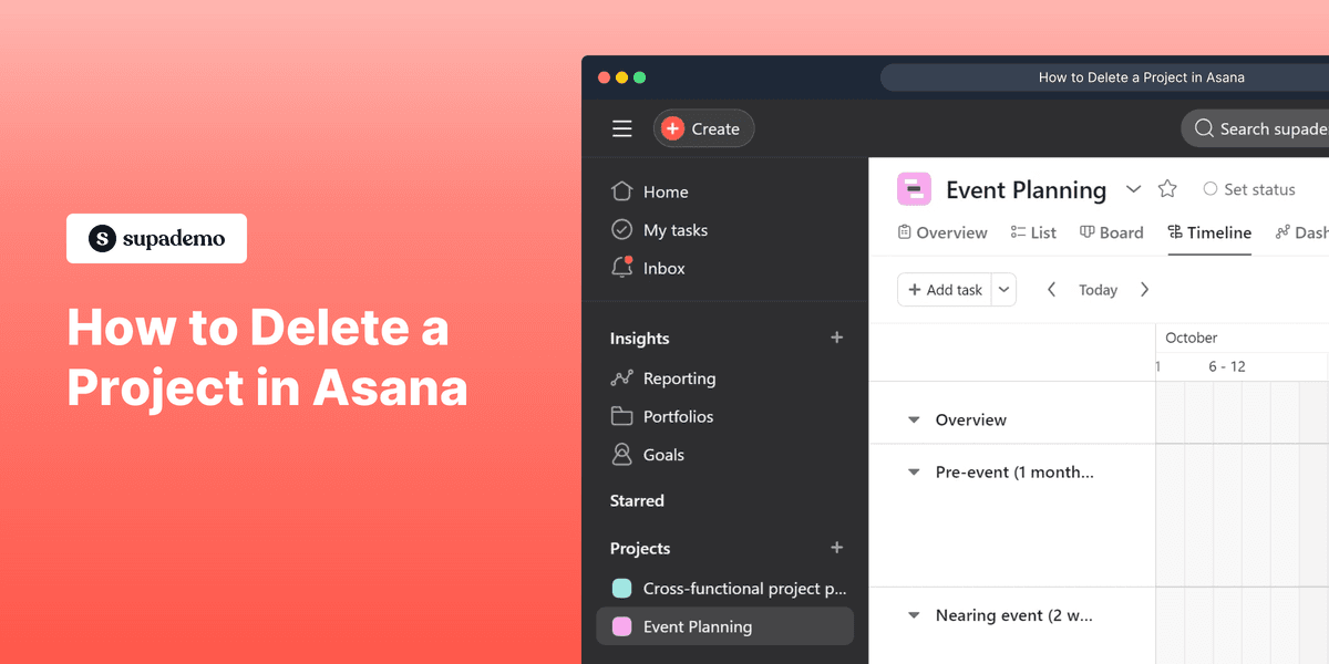 How to delete a project in Asana