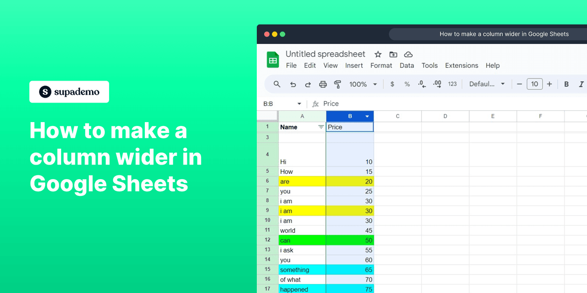 How to make a column wider in Google Sheets