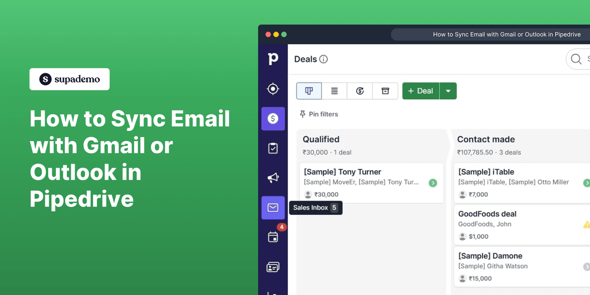 How to sync email with Gmail or Outlook in Pipedrive