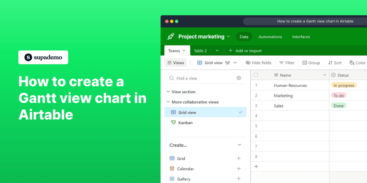 How to create a gantt view chart in Airtable