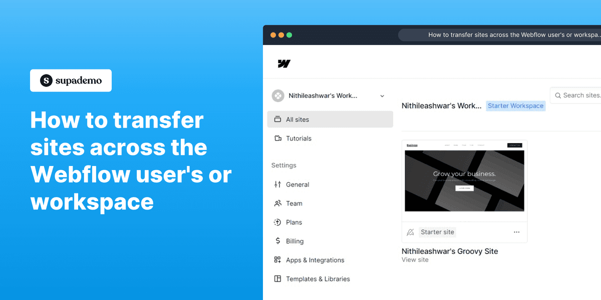How to transfer sites across the Webflow users