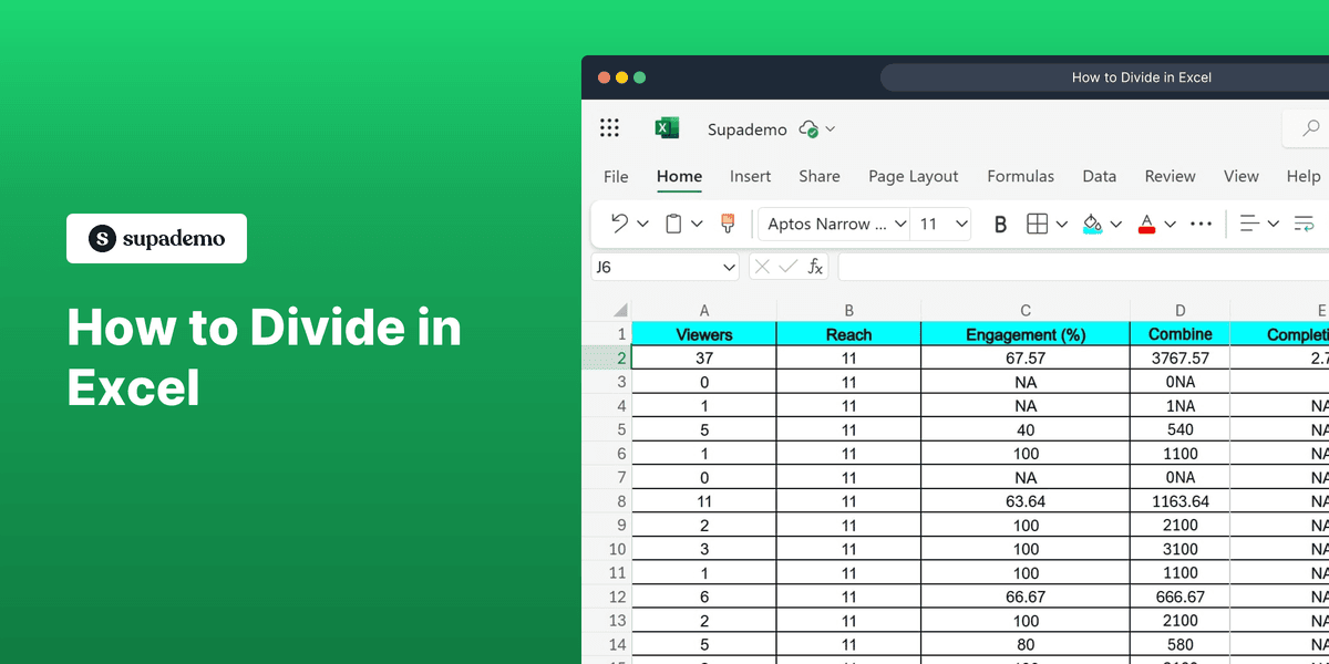 How to Divide in Excel