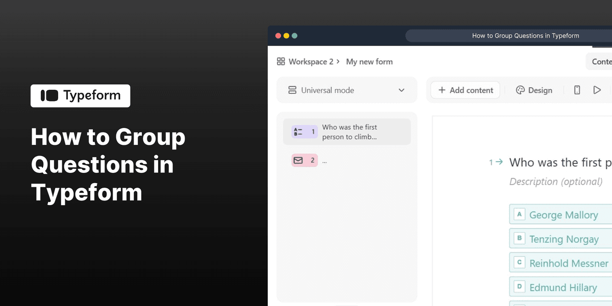 How to Group Questions in Typeform