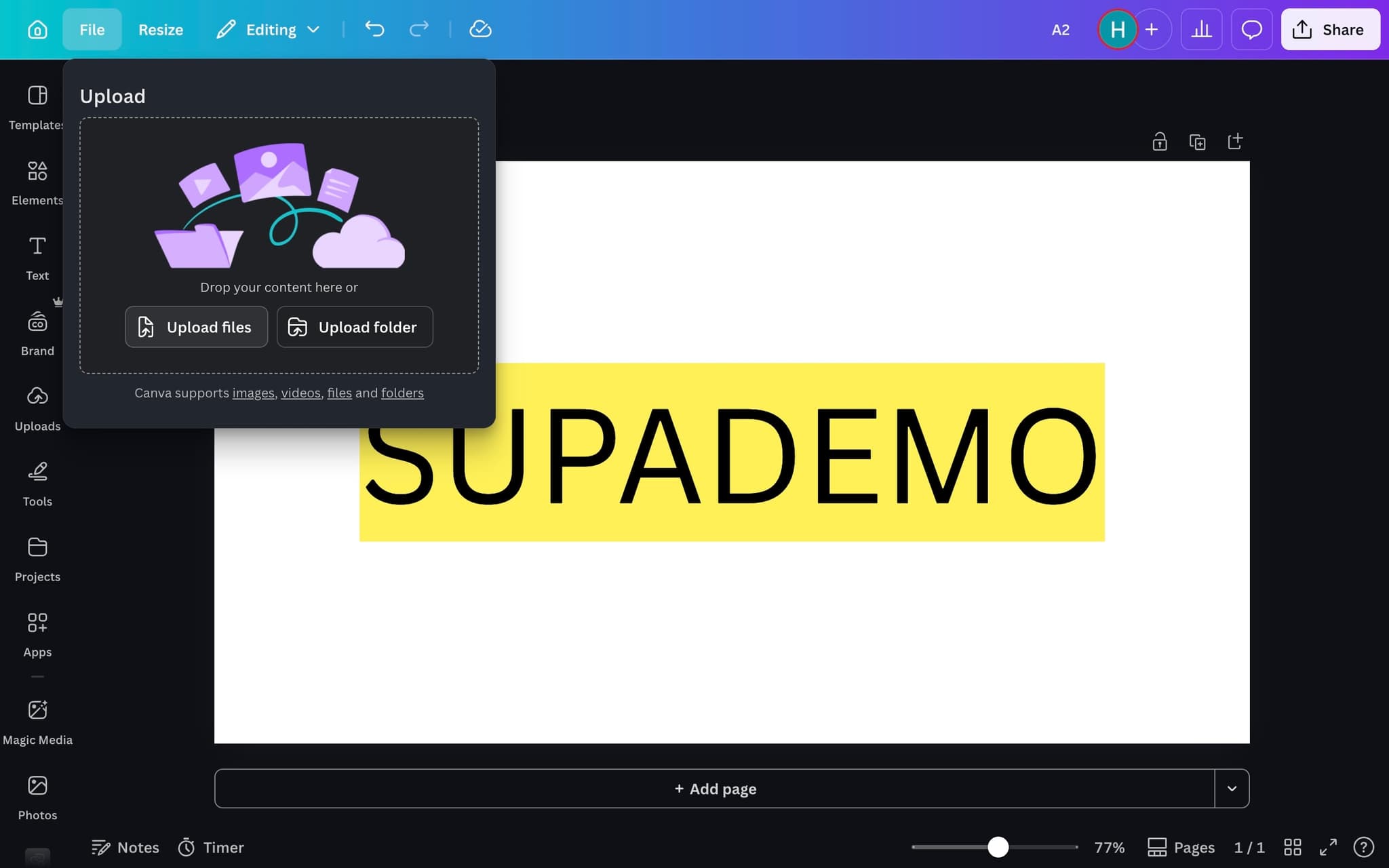 Edit text and images