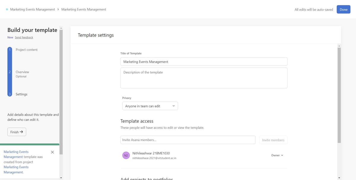 How to Create and Save a Template in Asana
