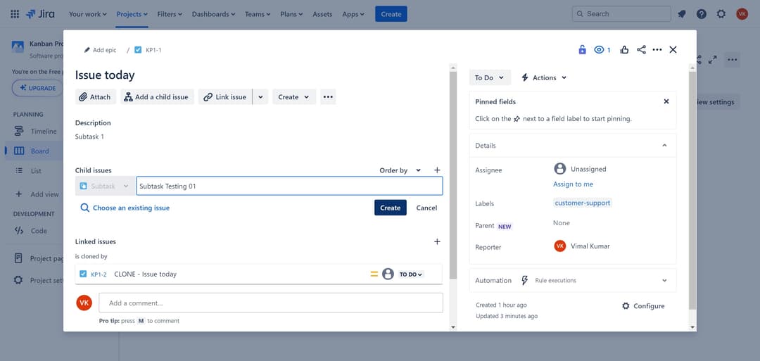 How to Create a Subtask in Jira | Step-by-Step