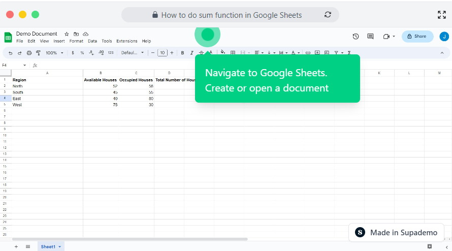 Google Sheets SUM Function