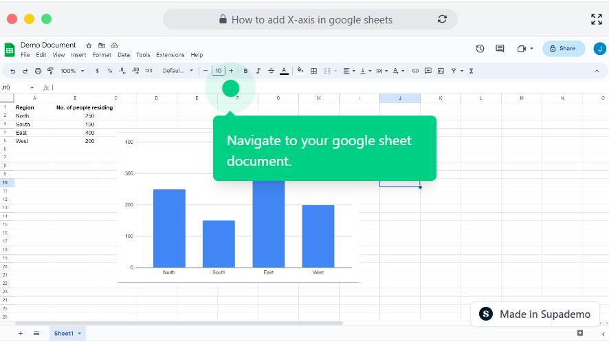 How to add X axis in google sheets