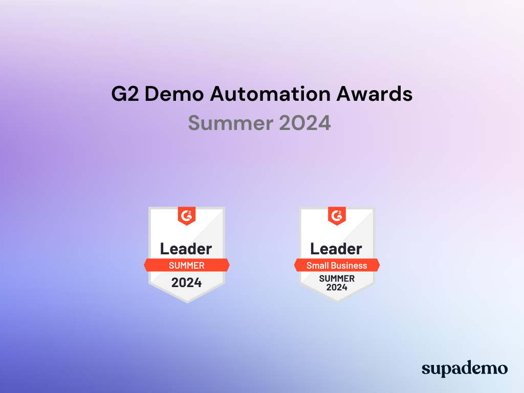 G2 demo automation awards received by Supademo in Summer 2024