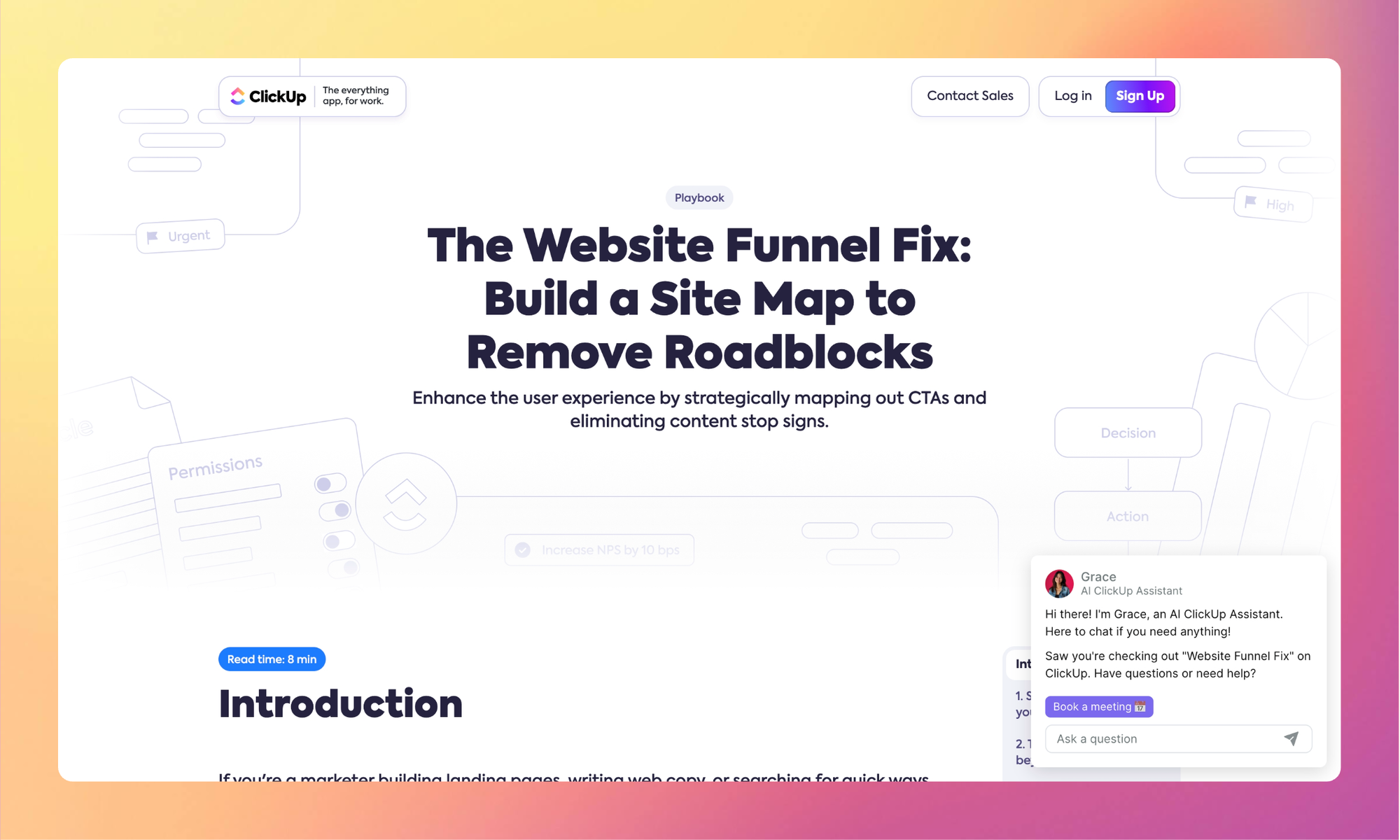 playbook on website funnel fix by ClickUp