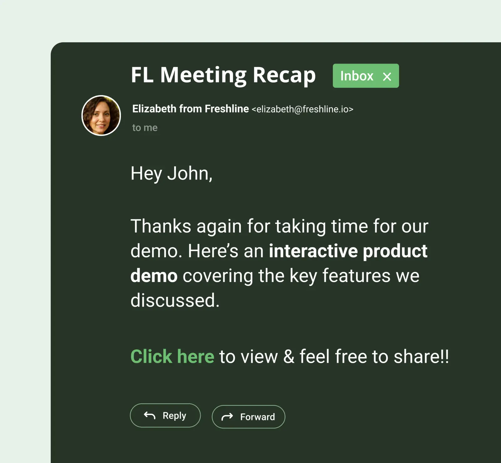 An example of using interactive demos in email templates