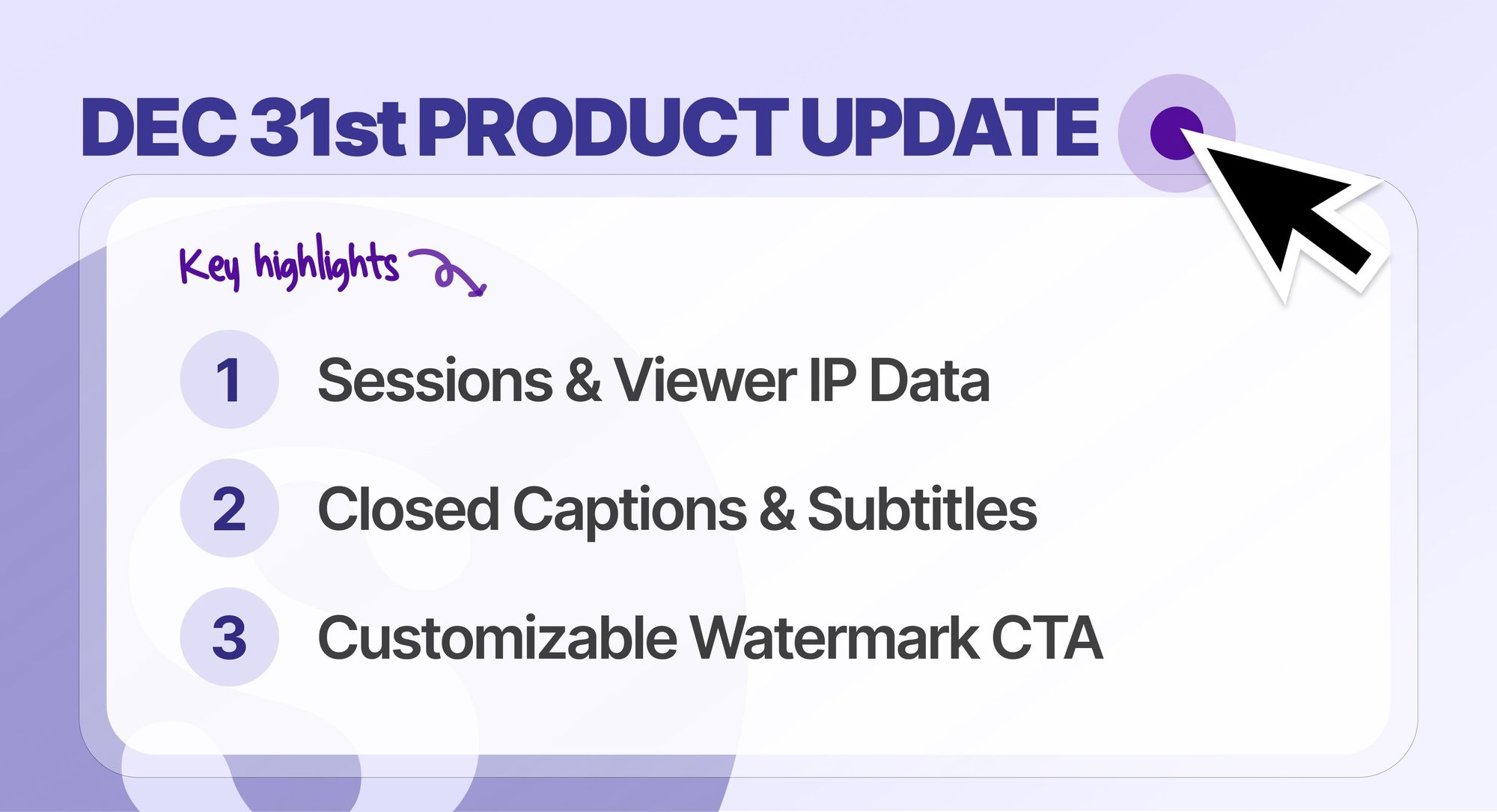 Sessions & Viewer IP Data, Closed Captions, Customizable Watermark and More