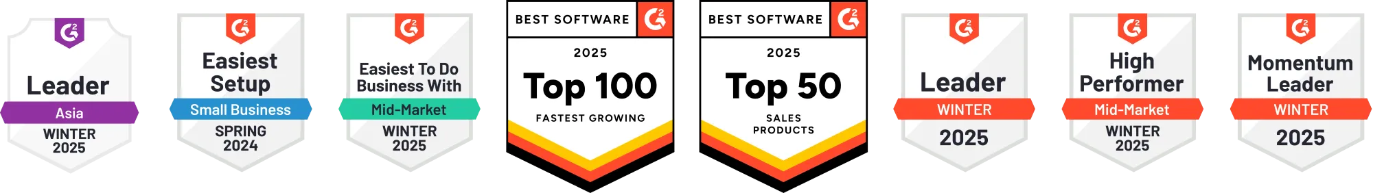 These are the G2 badges that Supademo received in winter 2025 highlighting that Supademo is the 5th fastest growing software company in the world.