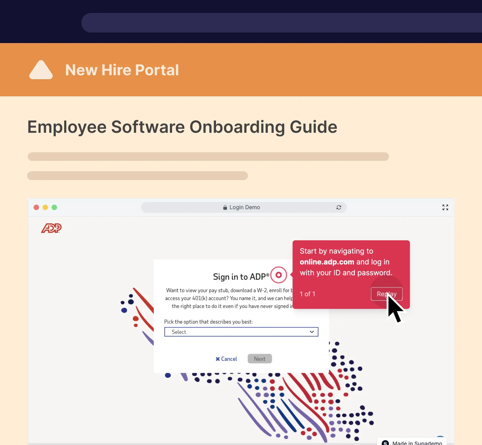 employee internal training using Supademo