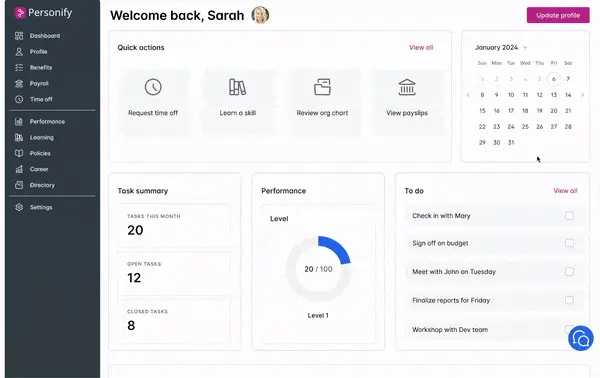 LearnUpon’s dashboard interface, demonstrating multi-portal setup options for different audiences like employees, partners, and customers.