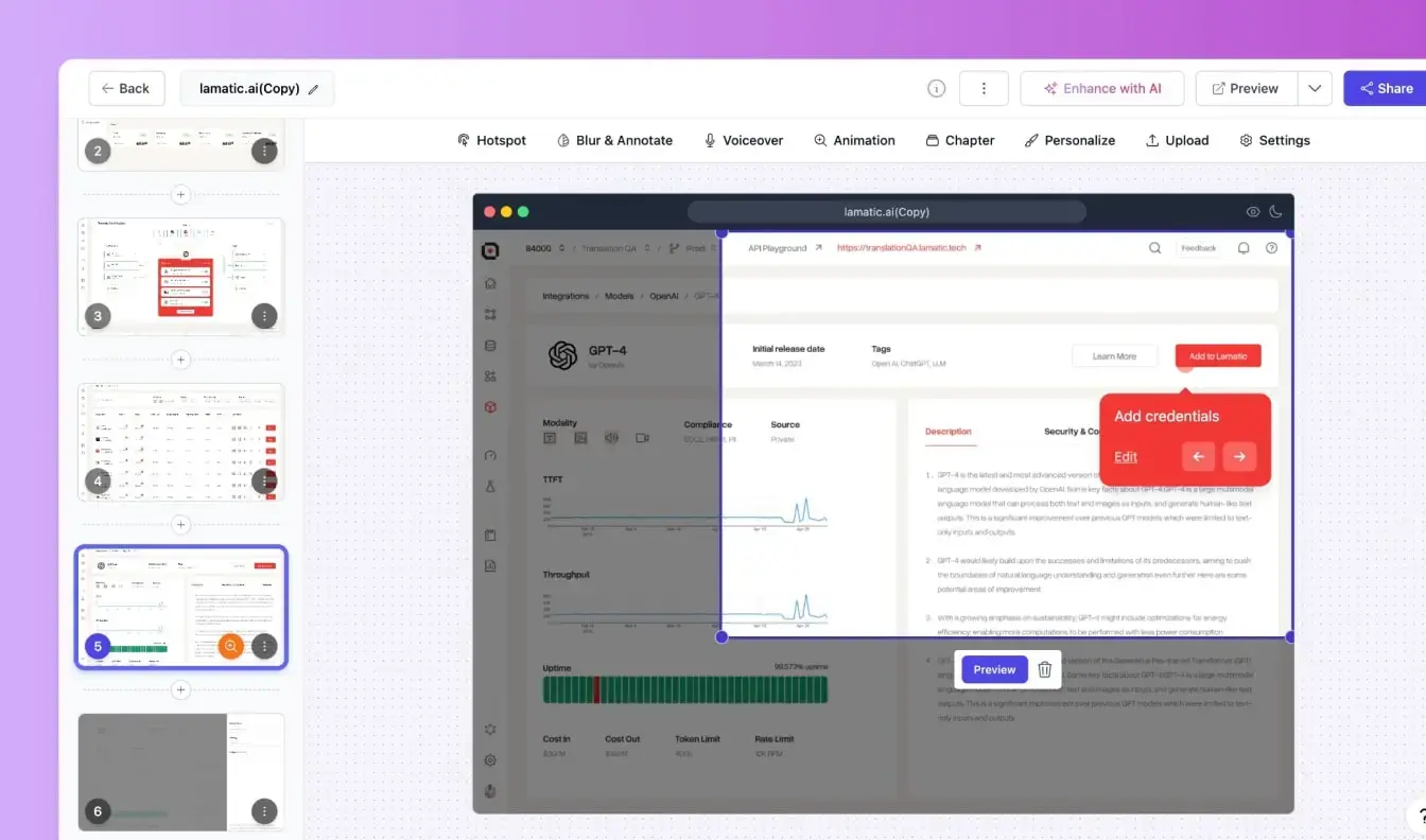 Screenshot of Supademo's no-code editor showing zoom and pan feature