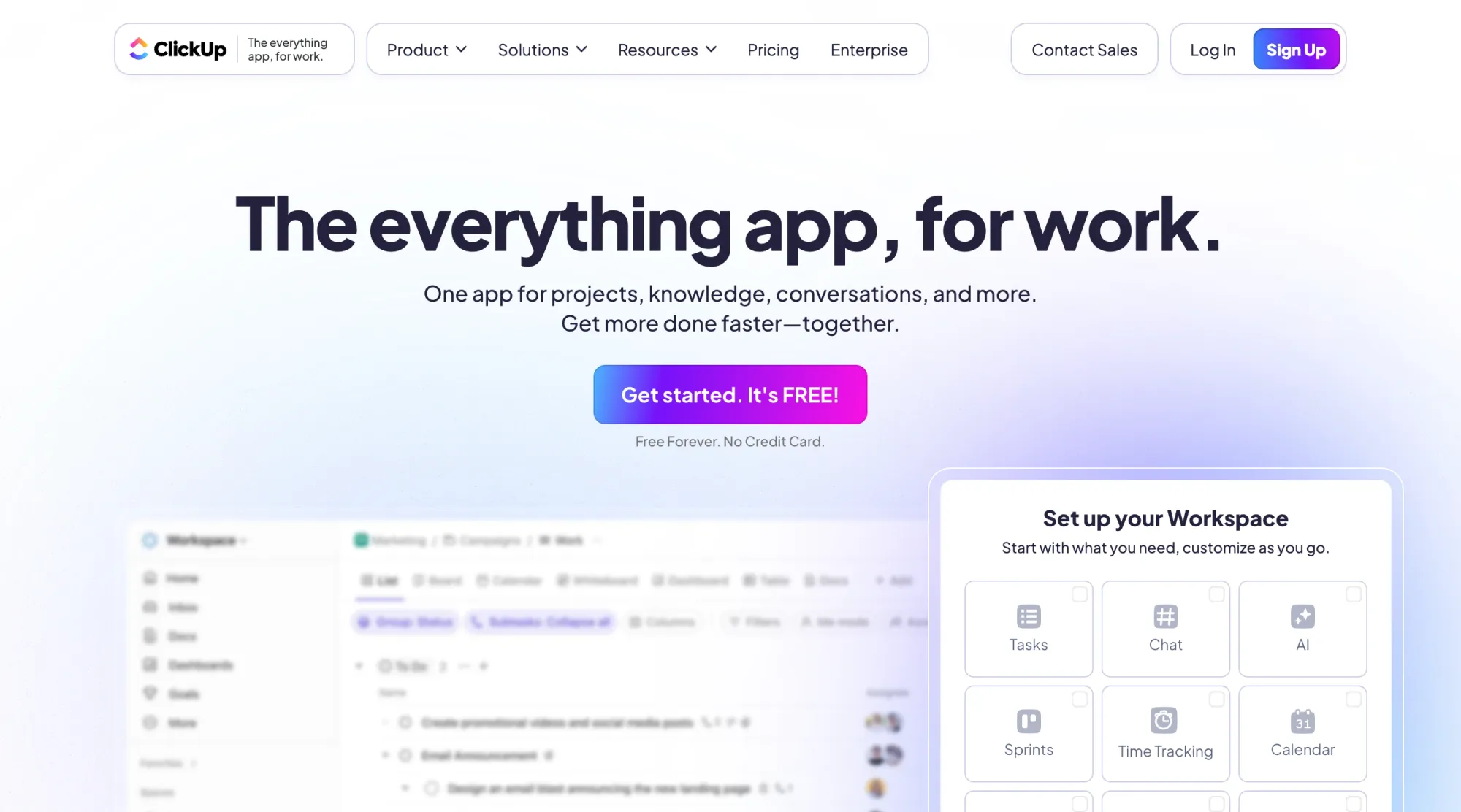 Set goals and share updates across teams with ClickUp