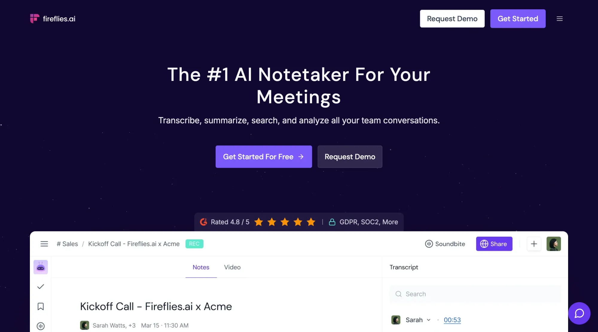 Share meeting insights quickly with Fireflies.ai notes