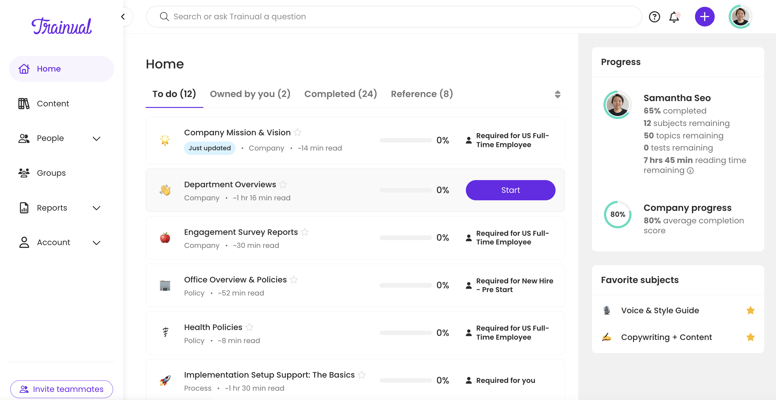 Trainual product screenshot