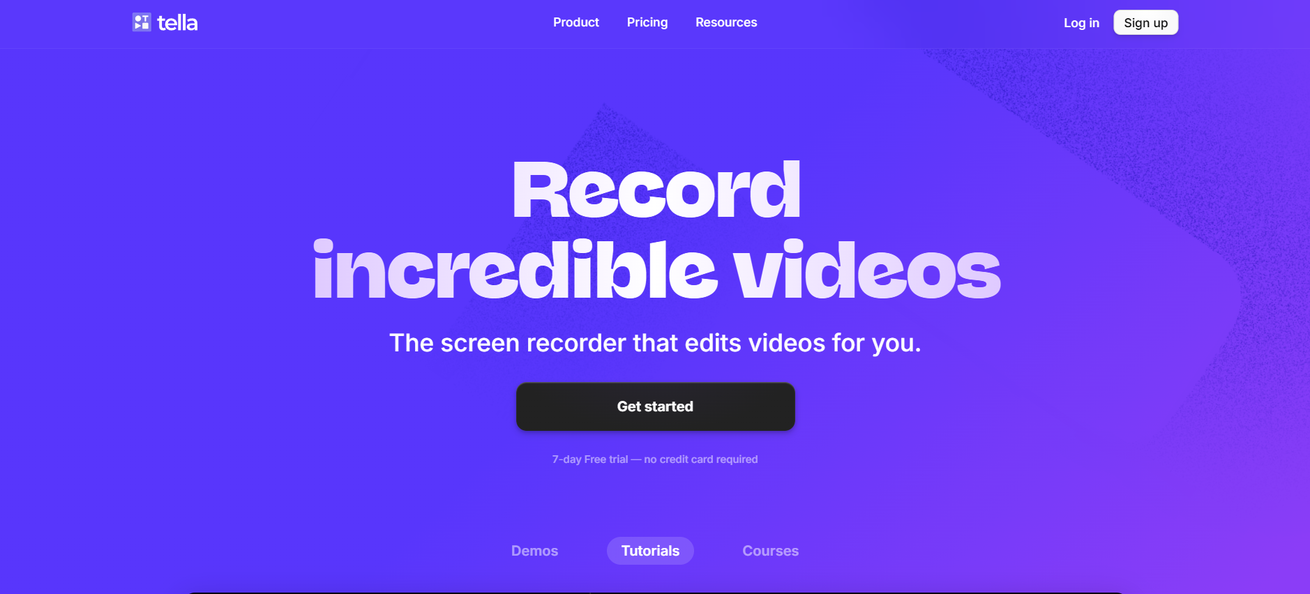 Tella homepage screenshot
