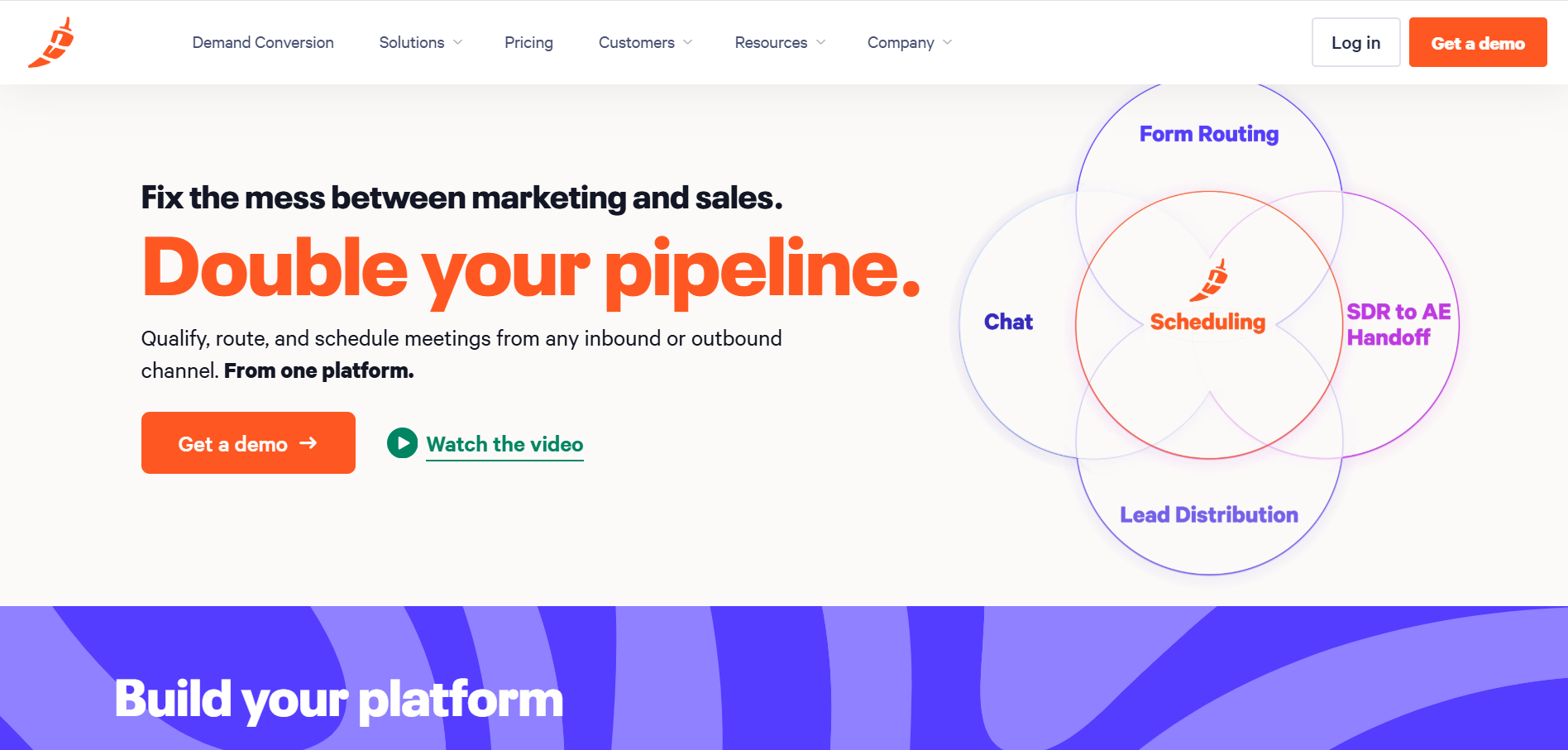 Chili Piper's homepage copy to increase demo requests