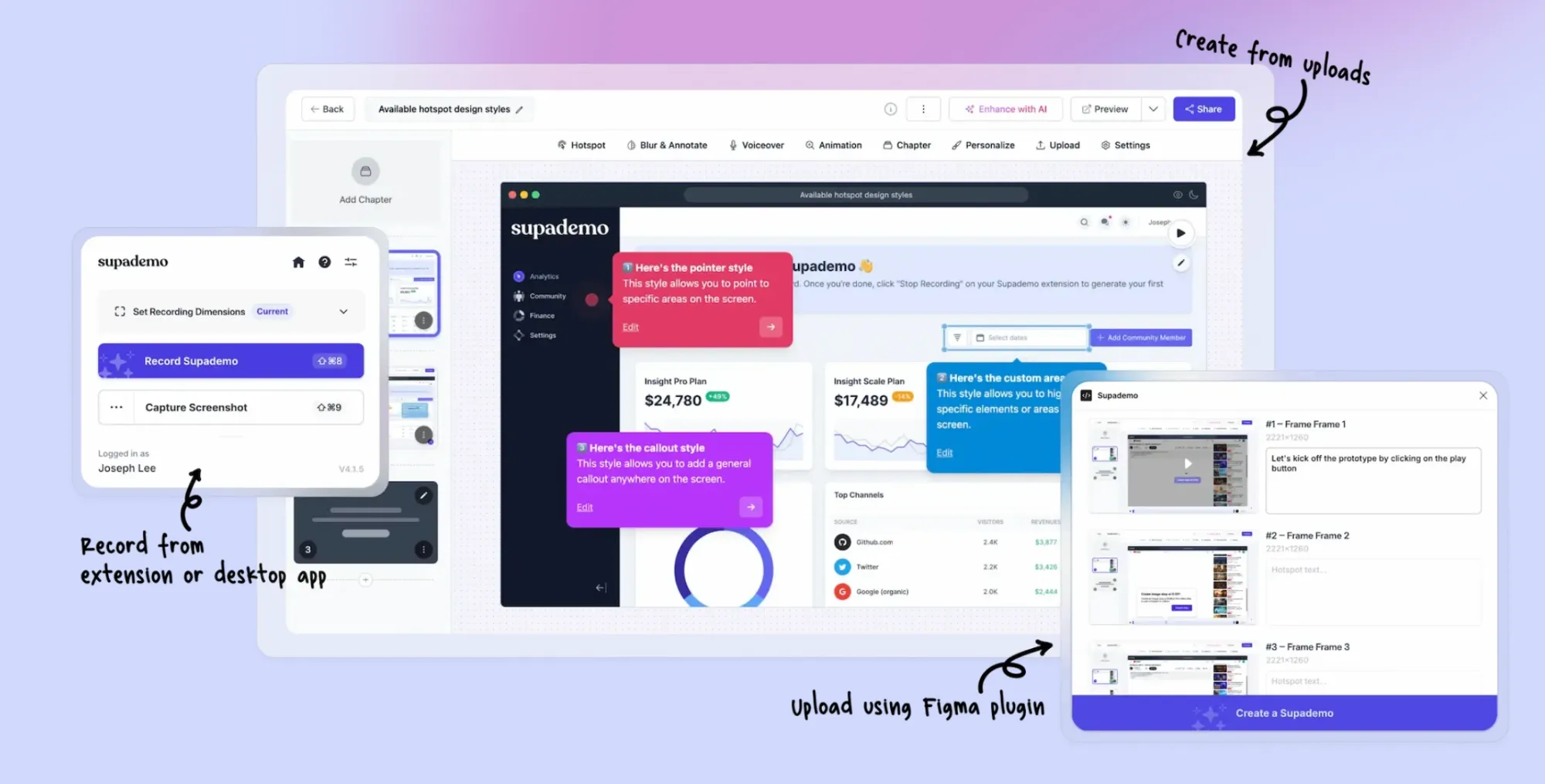 Multiple ways to create interactive product demos with Supademo