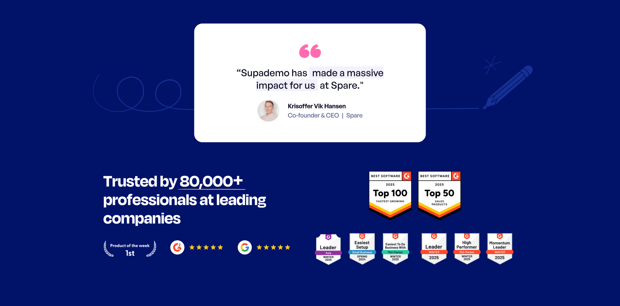 An example from Supademo's website to lead with social proof