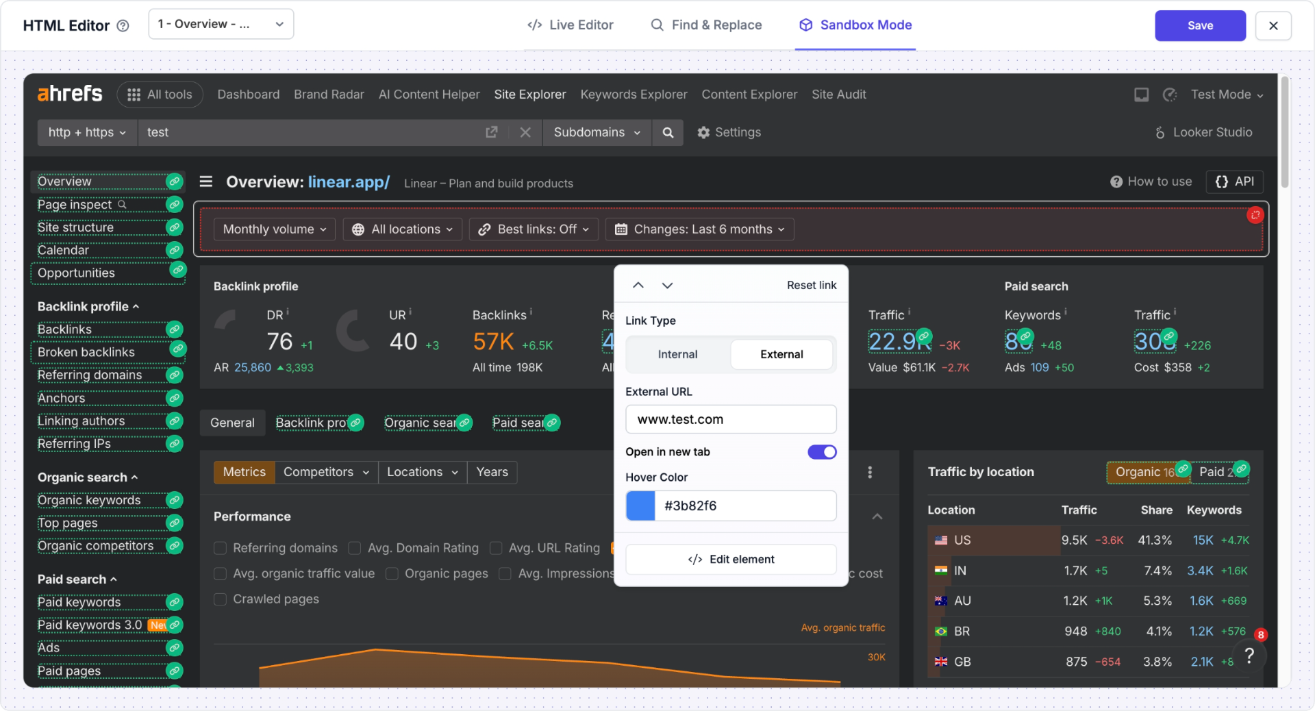 Your sandbox demos can now link directly to external websites and tools. This makes your demos feel more like the actual product experience.