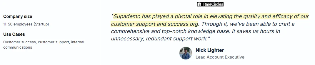 RareCircles case study highlights Supademo’s role in enhancing support quality and reducing redundant work.