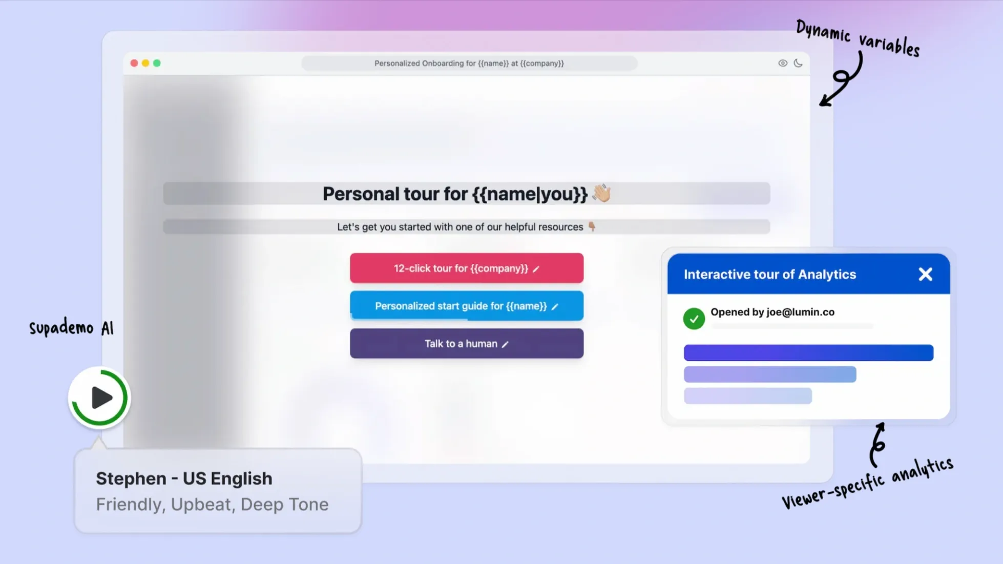 Personalized interactive demo feature of Supademo