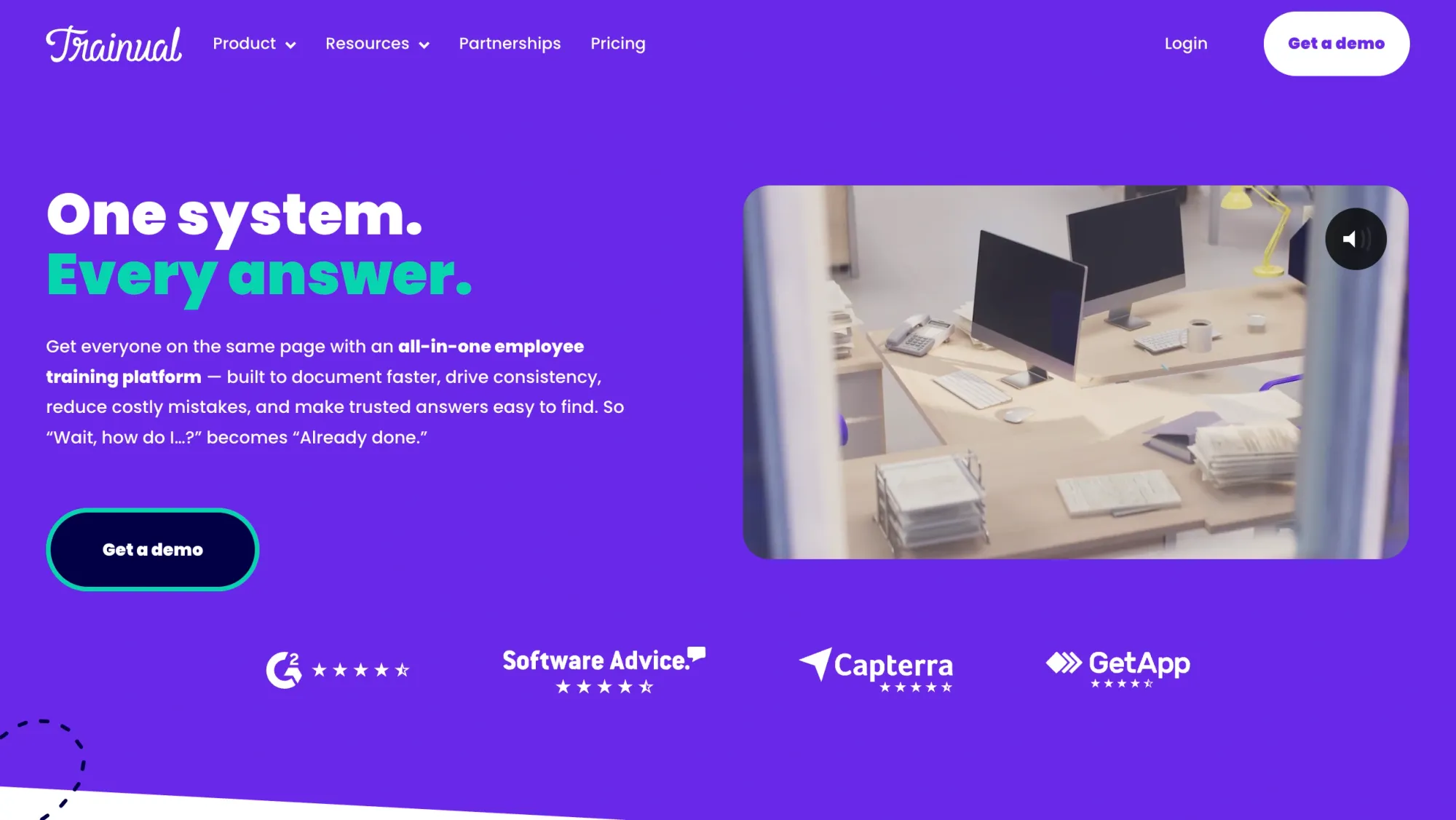 Trainual homepage highlighting its key features