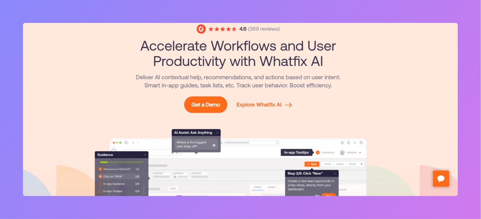 Whatfix landing page screenshot